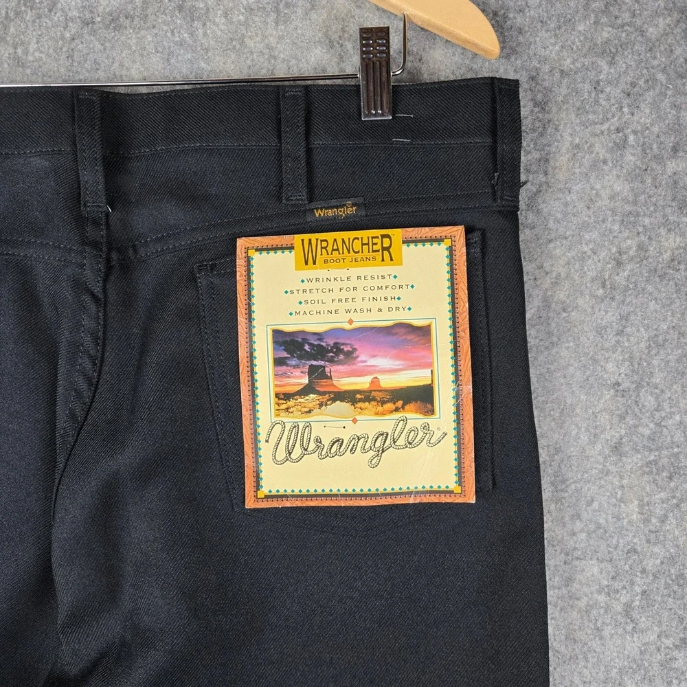 Wrangler Wrancher Dress Jeans Mens 36x34 Black Bootcut Western Cowboy New